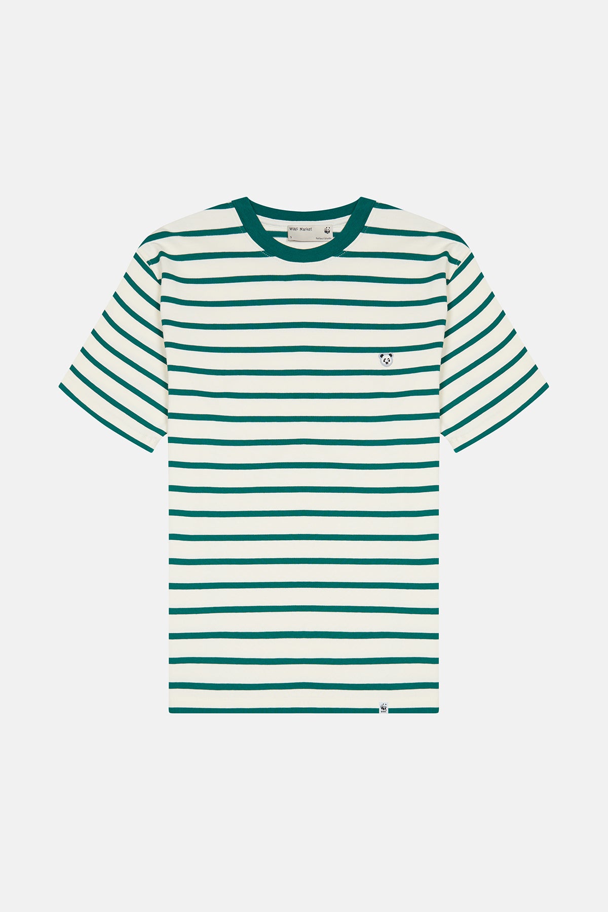 Panda Heavyweight Çizgili T-Shirt - Yeşil/Ekru