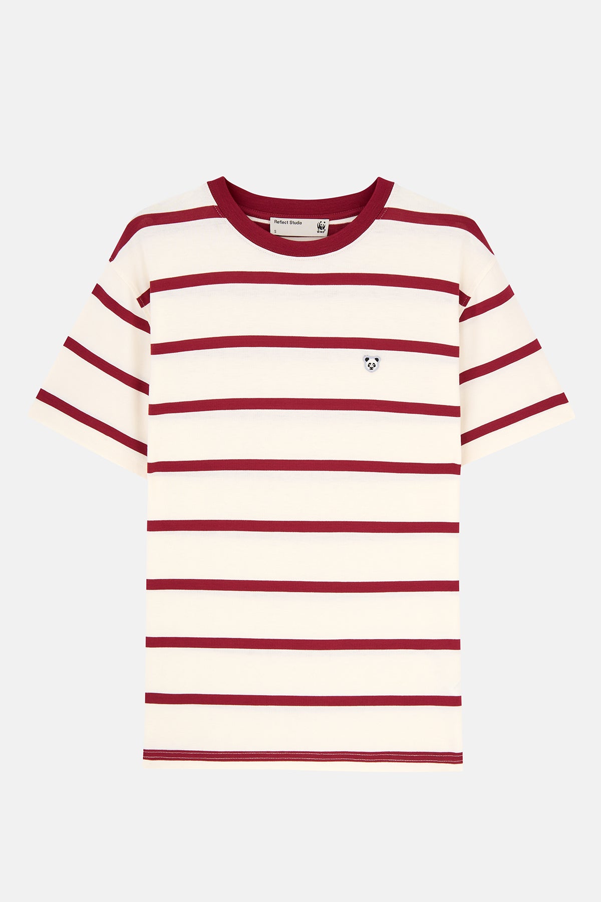 Panda Çizgili T-Shirt - Kırmızı/Bej