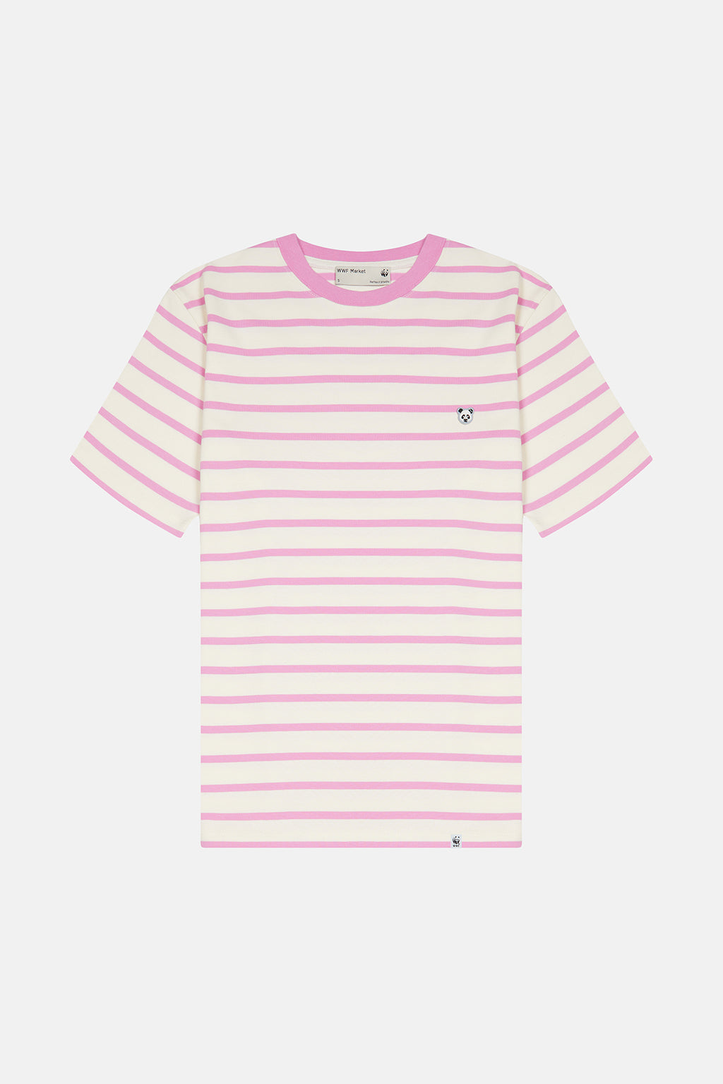Panda Heavyweight Çizgili T-Shirt - Pembe /Ekru