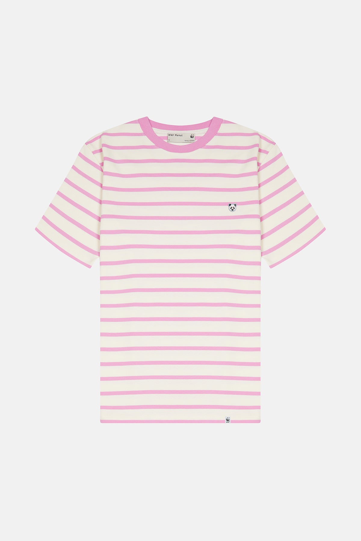 Panda Heavyweight Çizgili T-Shirt - Pembe /Ekru