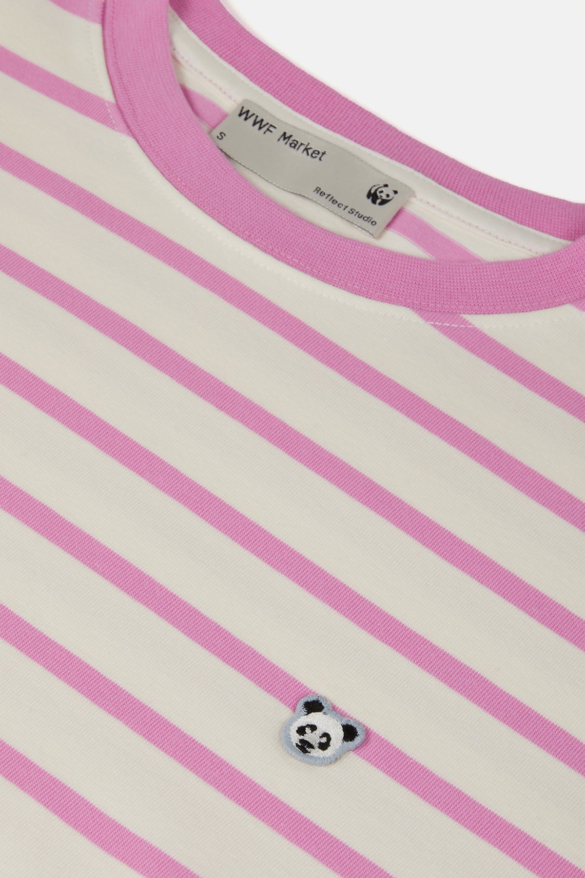 Panda Heavyweight Çizgili T-Shirt - Pembe /Ekru