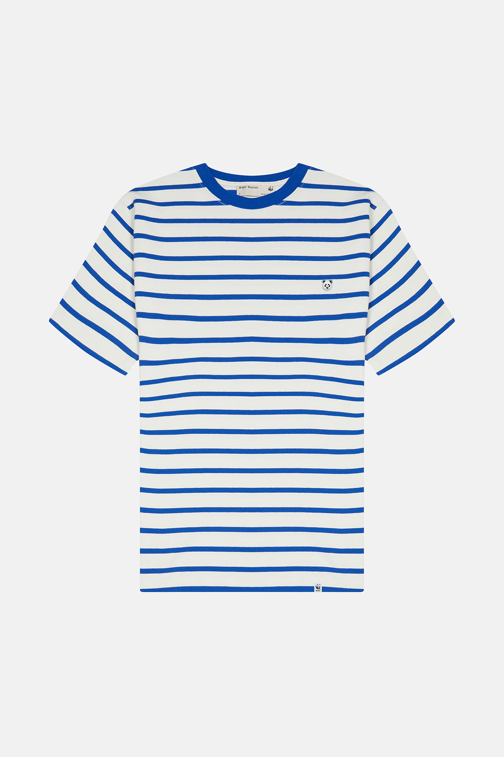 Panda Heavyweight Çizgili T-Shirt - Mavi/Ekru