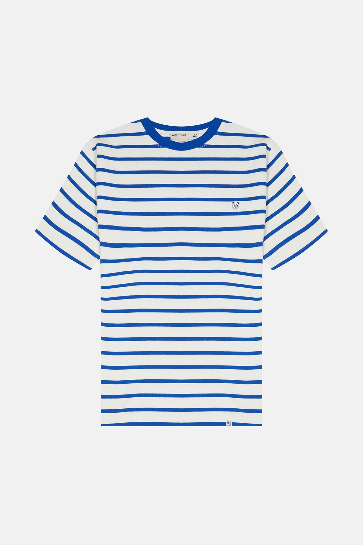 Panda Heavyweight Çizgili T-Shirt - Mavi/Ekru
