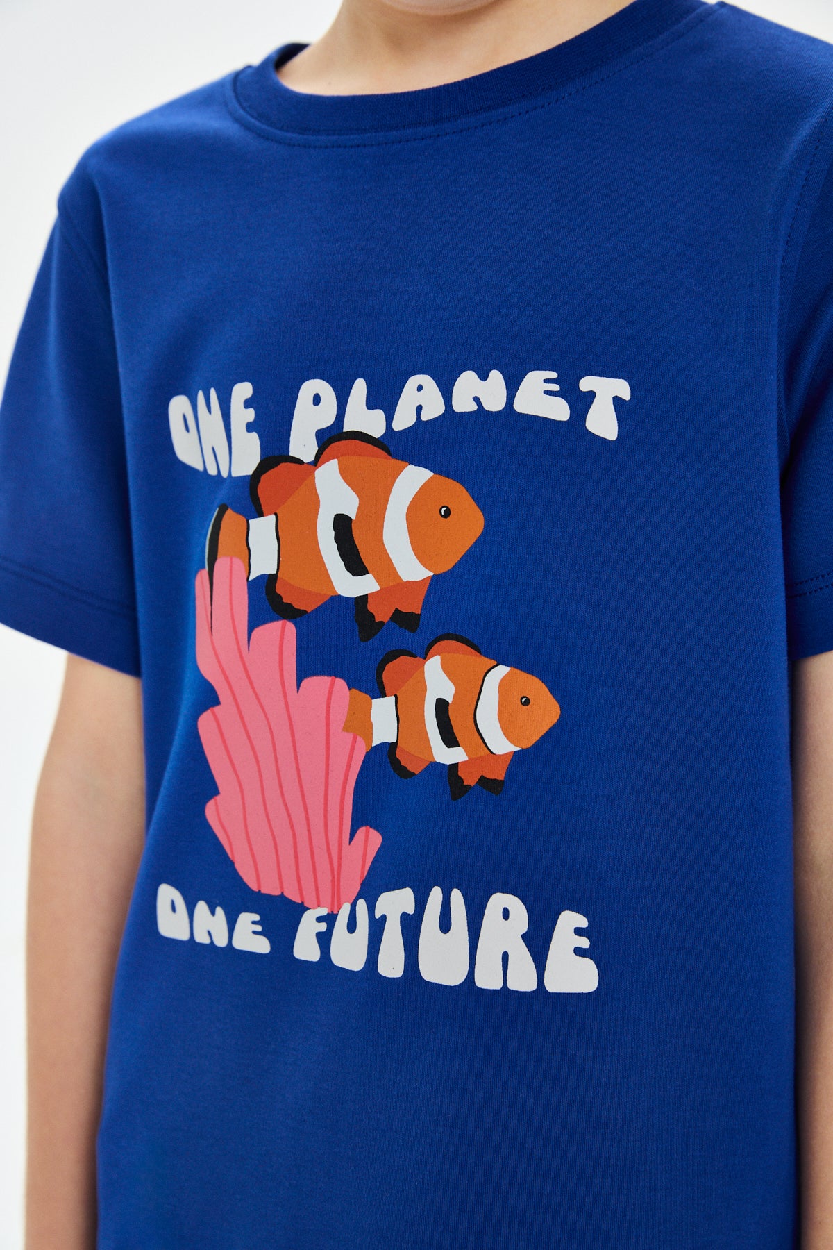 One Planet One Future Premium Çocuk T-Shirt - Saks Mavi