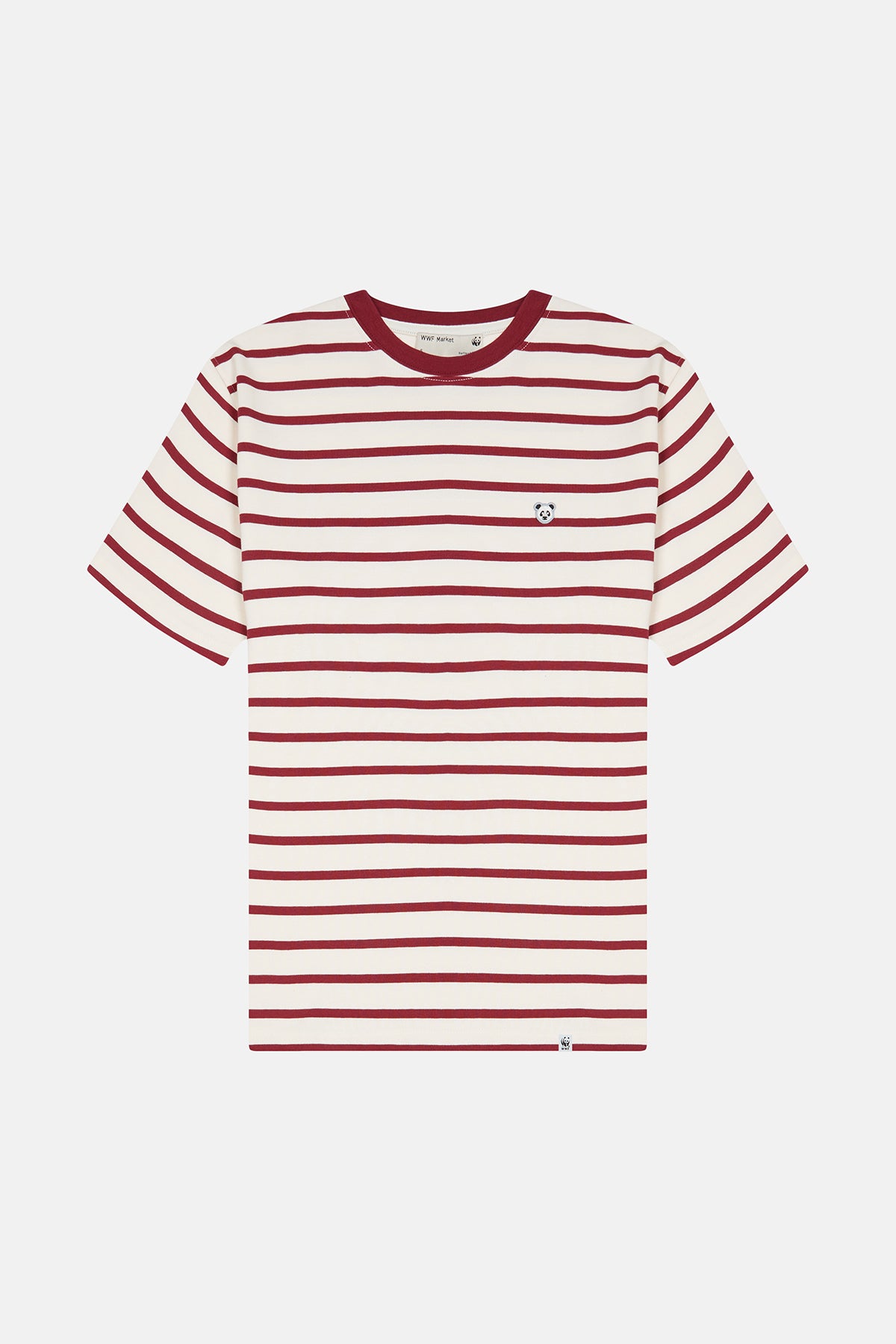 Panda Heavyweight Çizgili T-Shirt - Kırmızı/Ekru