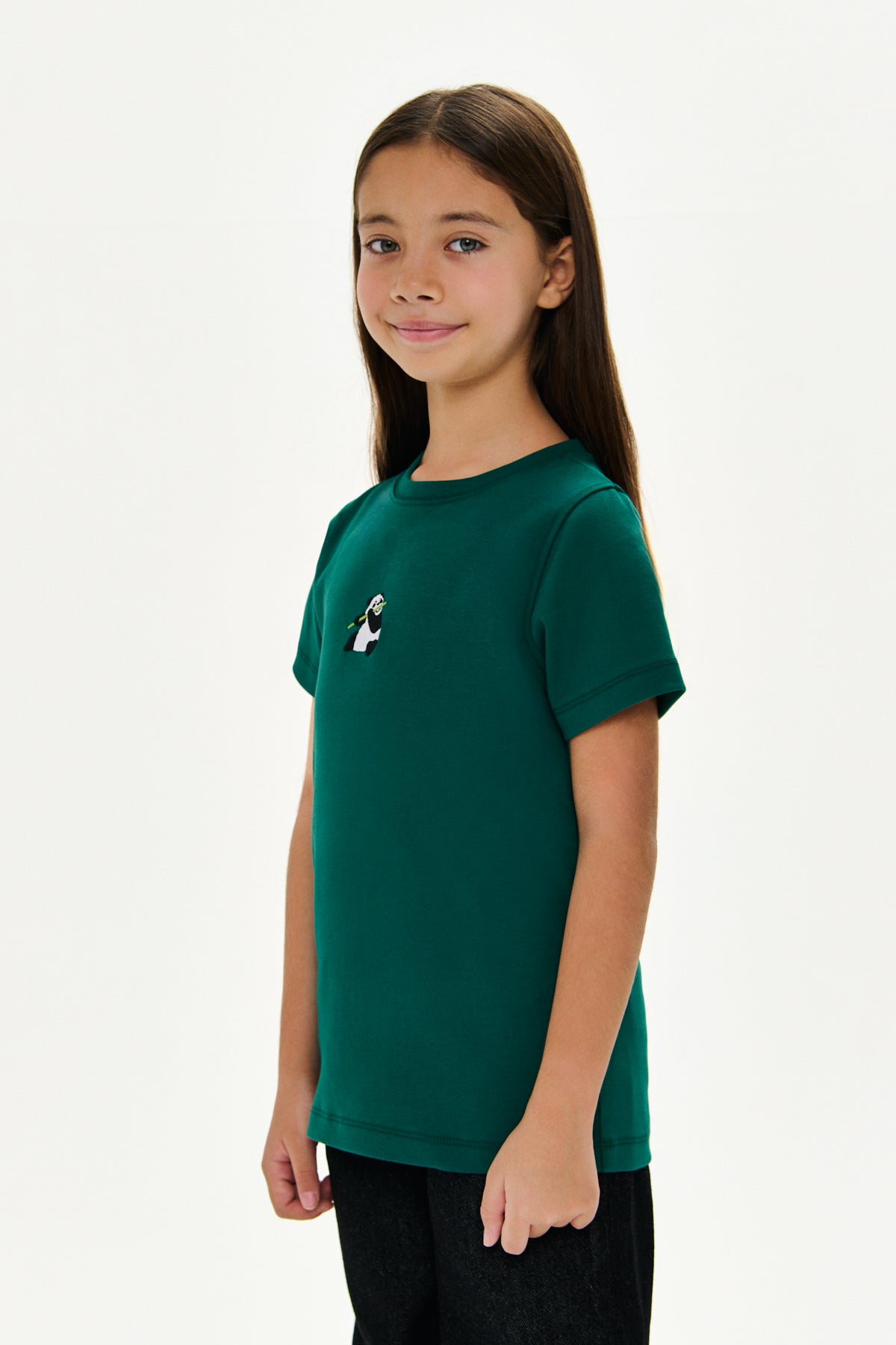 Panda Premium Çocuk T-Shirt - Nefti Yeşil