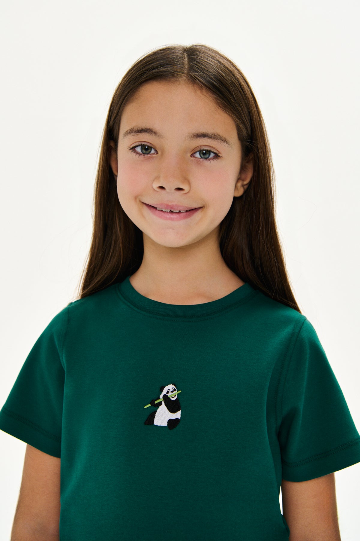 Panda Premium Çocuk T-Shirt - Nefti Yeşil