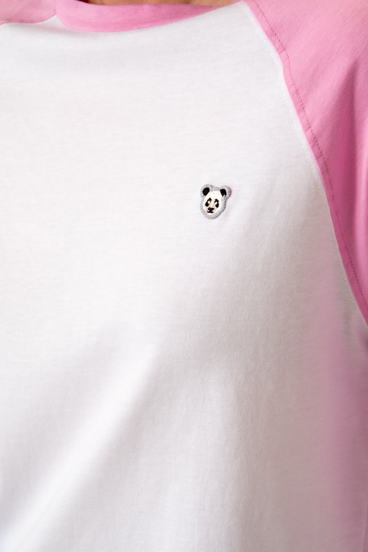 Panda Lightweight Baseball T-Shirt - Beyaz/Pembe