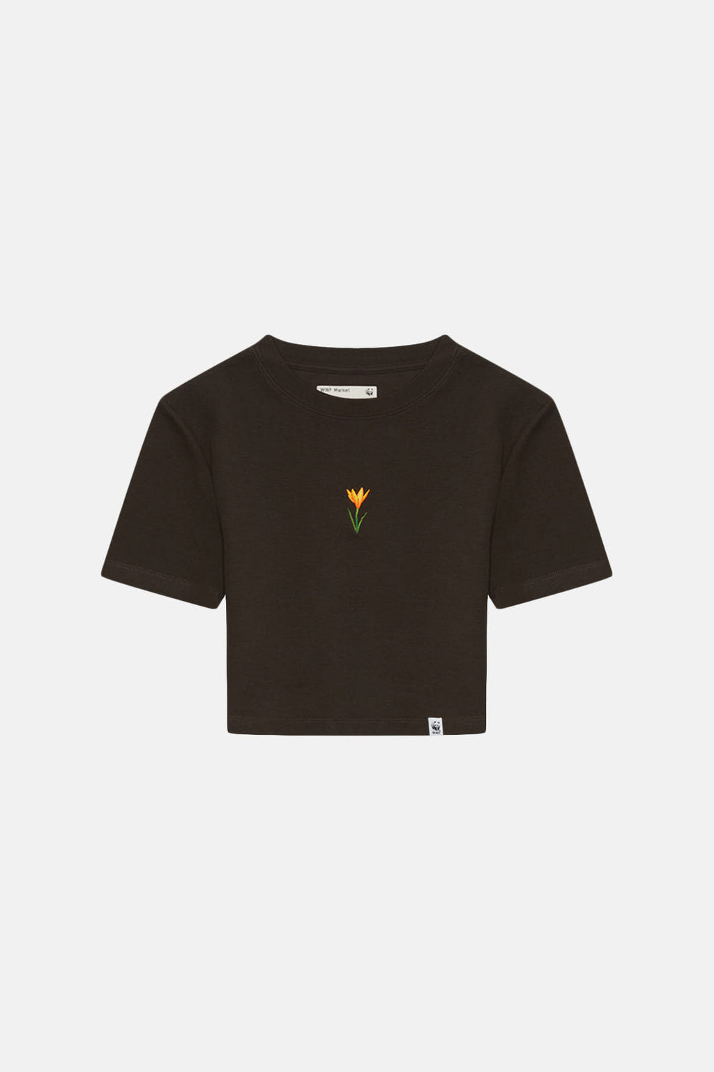İstanbul Çiğdemi Crop T-shirt - Koyu Kahve