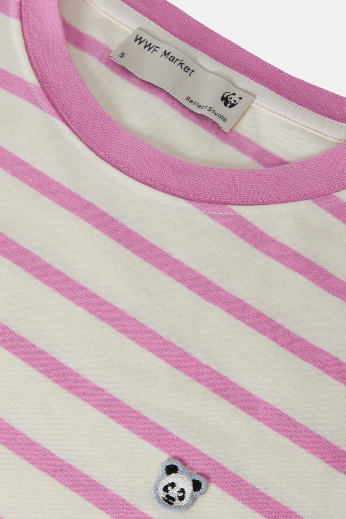 Panda Heavyweight Çizgili Uzun Kollu T-Shirt - Pembe/Ekru