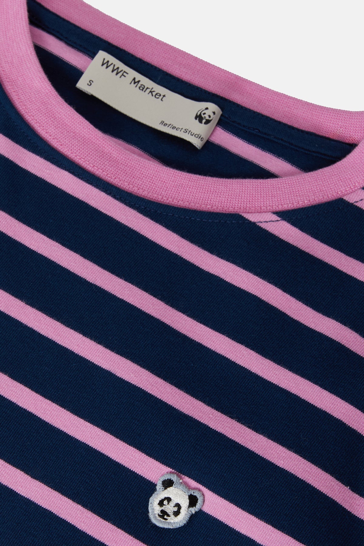 Panda Heavyweight Çizgili Uzun Kollu T-Shirt - Pembe/Lacivert
