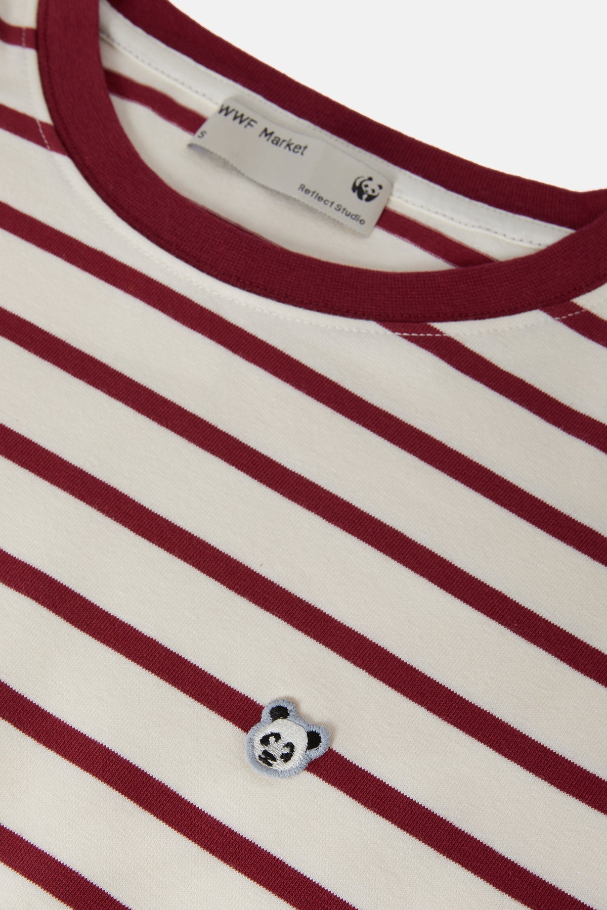 Panda Heavyweight Çizgili Uzun Kollu T-Shirt - Kırmızı/Ekru