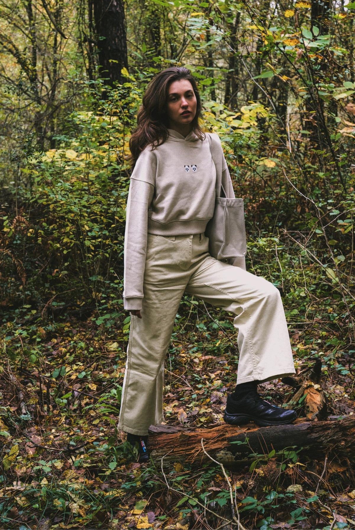 Chi & Chi SuperSoft Crop Hoodie - Parşömen Bej