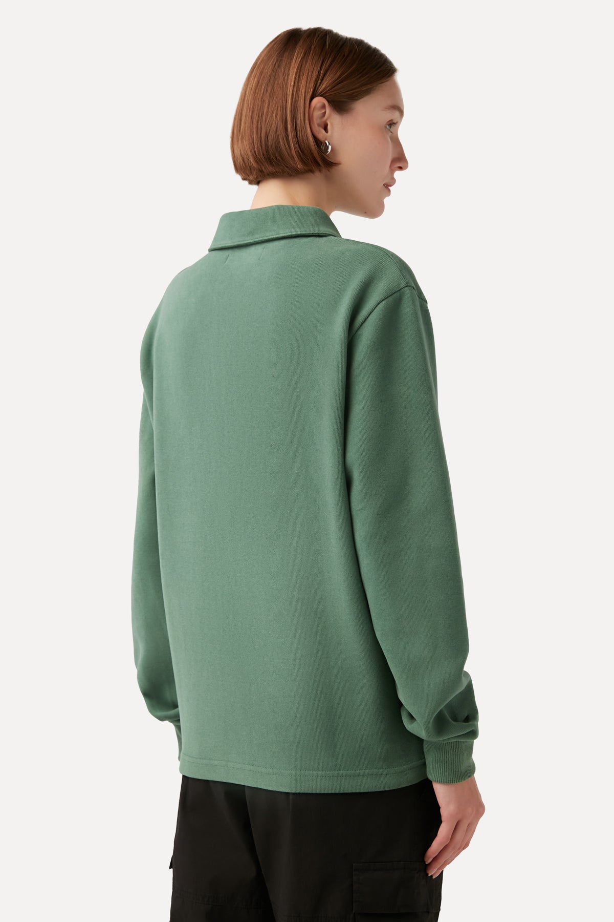 Yer Baykuşu Polo Yaka Sweatshirt - Yeşil