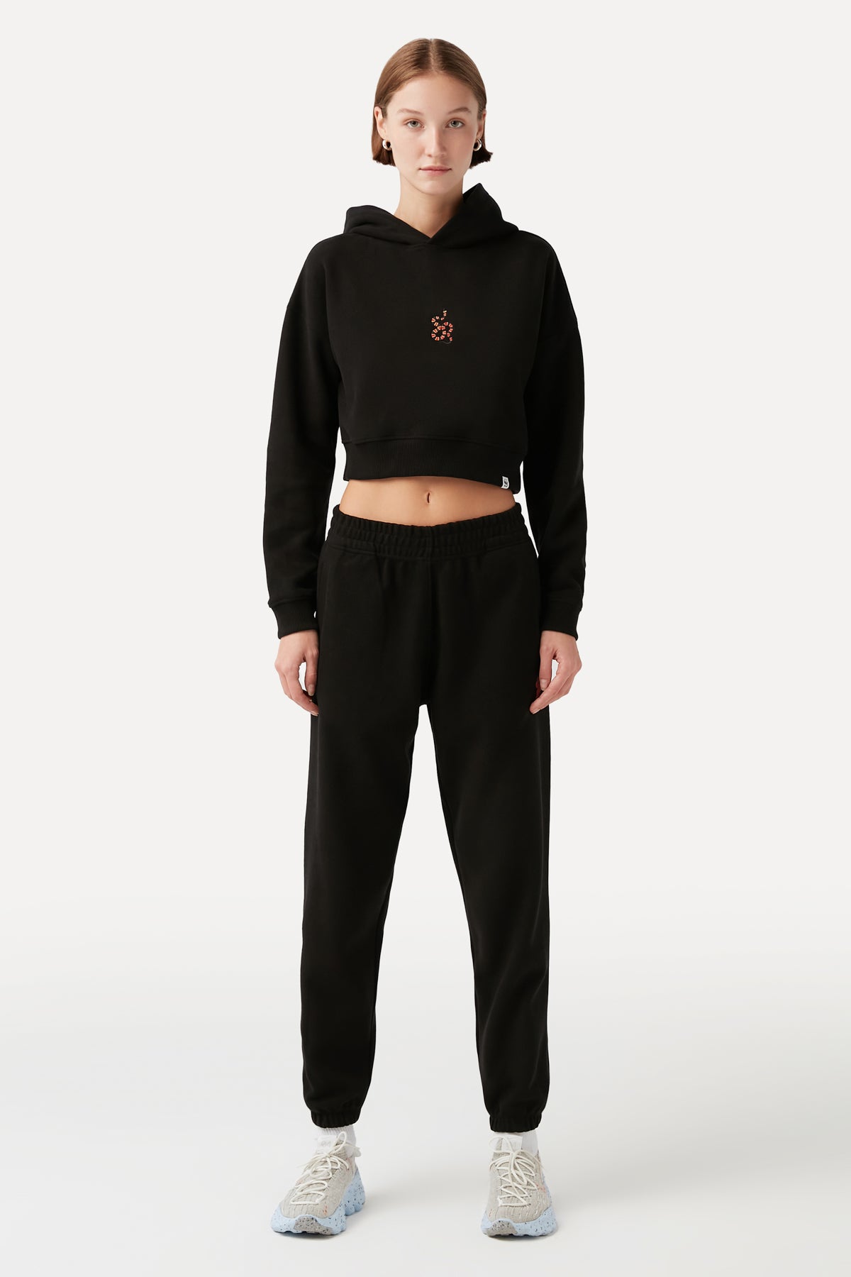 Mercan Yılanı SuperSoft Crop Hoodie - Siyah