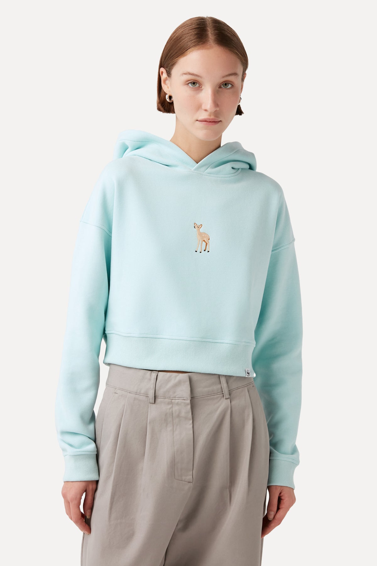 Ceylan SuperSoft Crop Hoodie - Mint Mavi