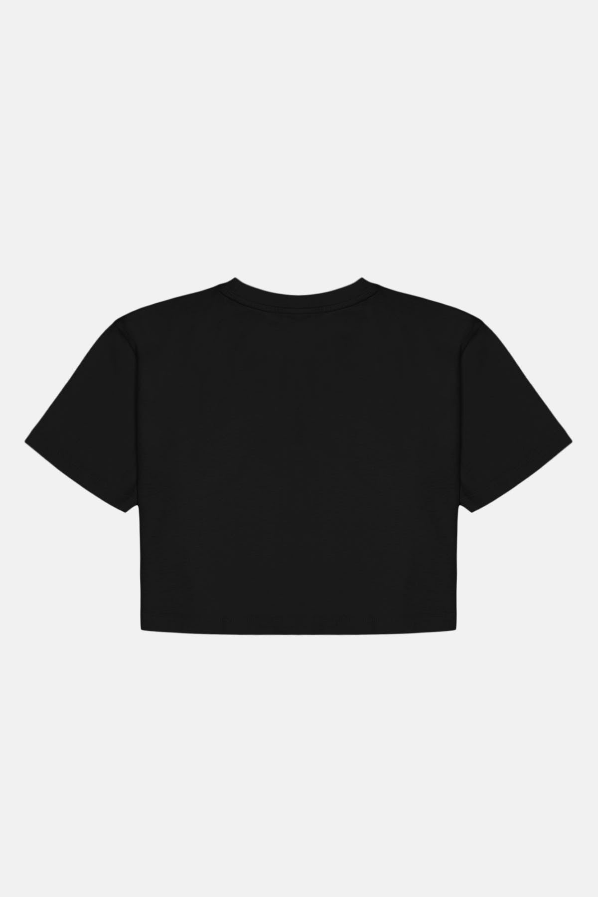 Yavru İmparator Penguen Lightweight Crop T-Shirt - Siyah