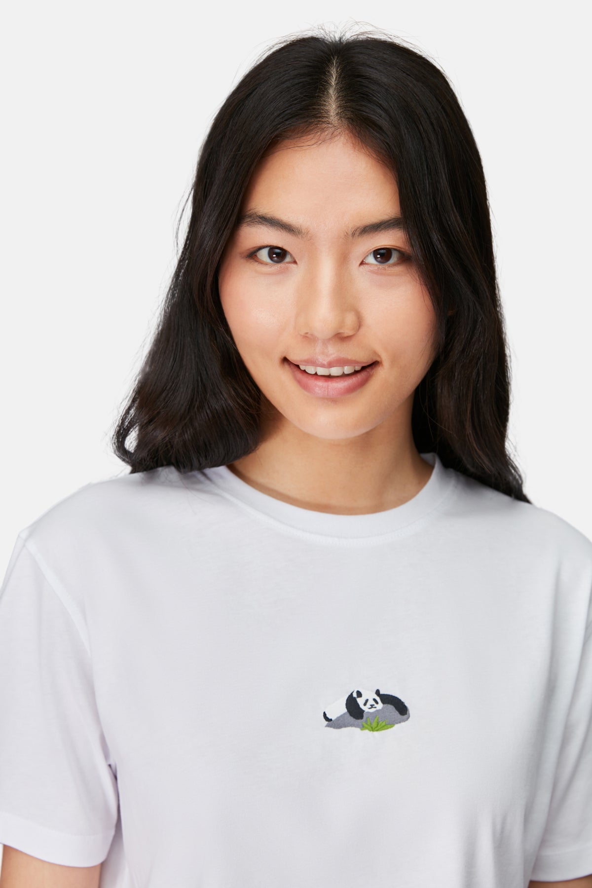 Giant Panda Crop Light-Weight T-shirt - Beyaz