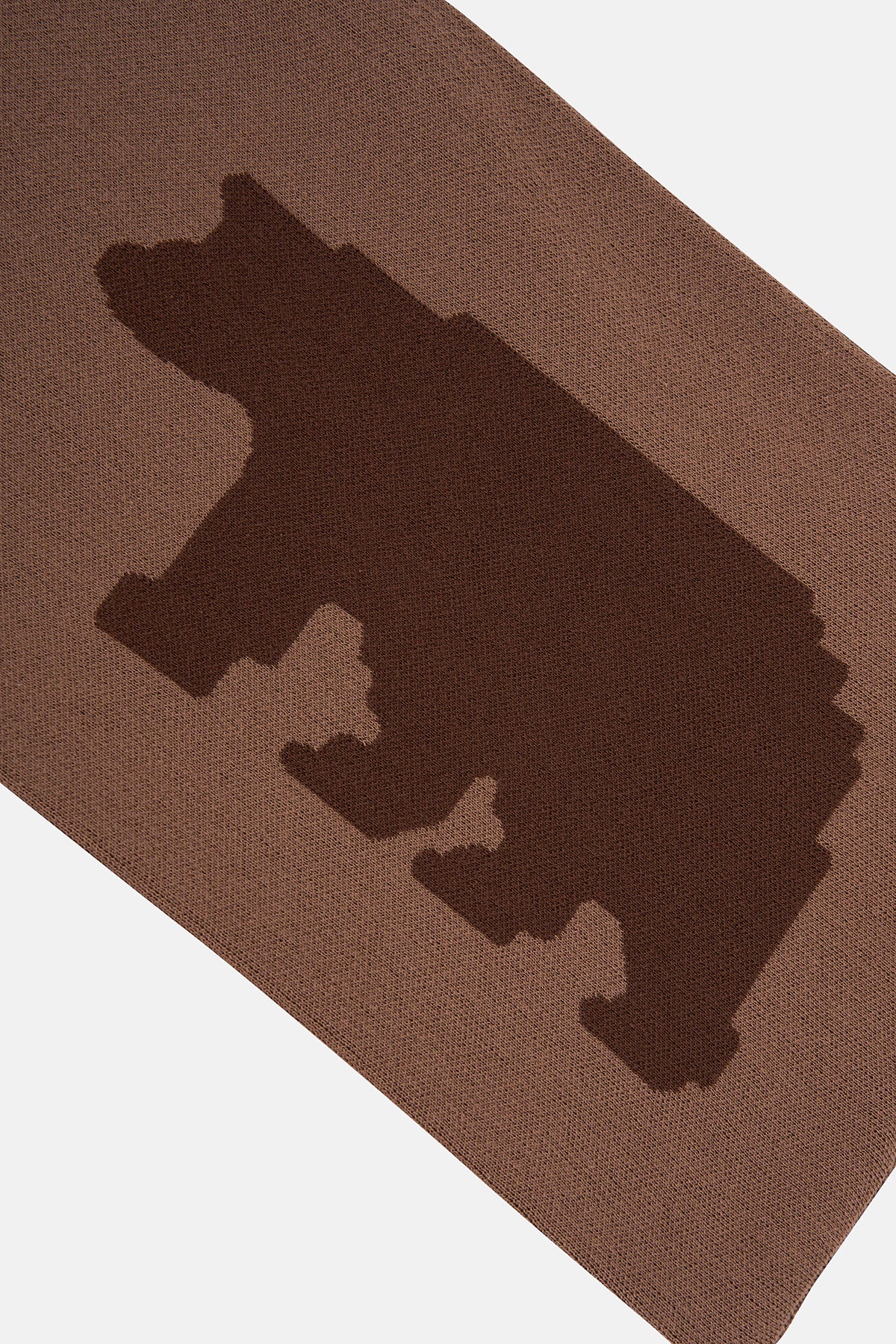 Bozayı Jakarlı Düz Örgü Atkı - Kahverengi