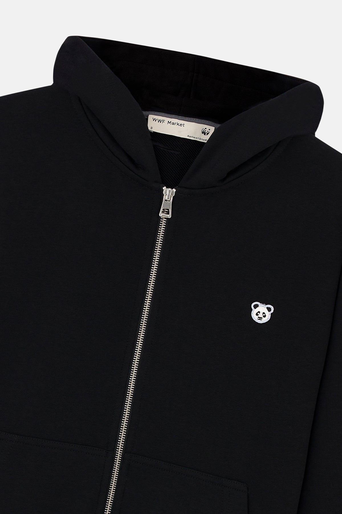 Panda Soft Fleece Full-Zip Hoodie - Siyah