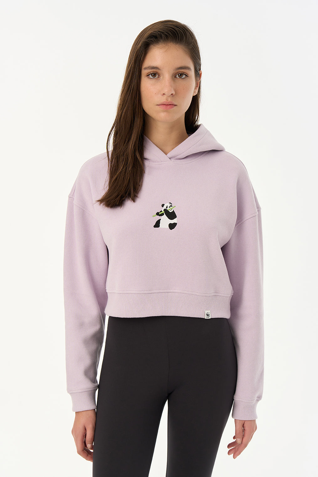 Panda Super Soft Crop Hoodie - Lila