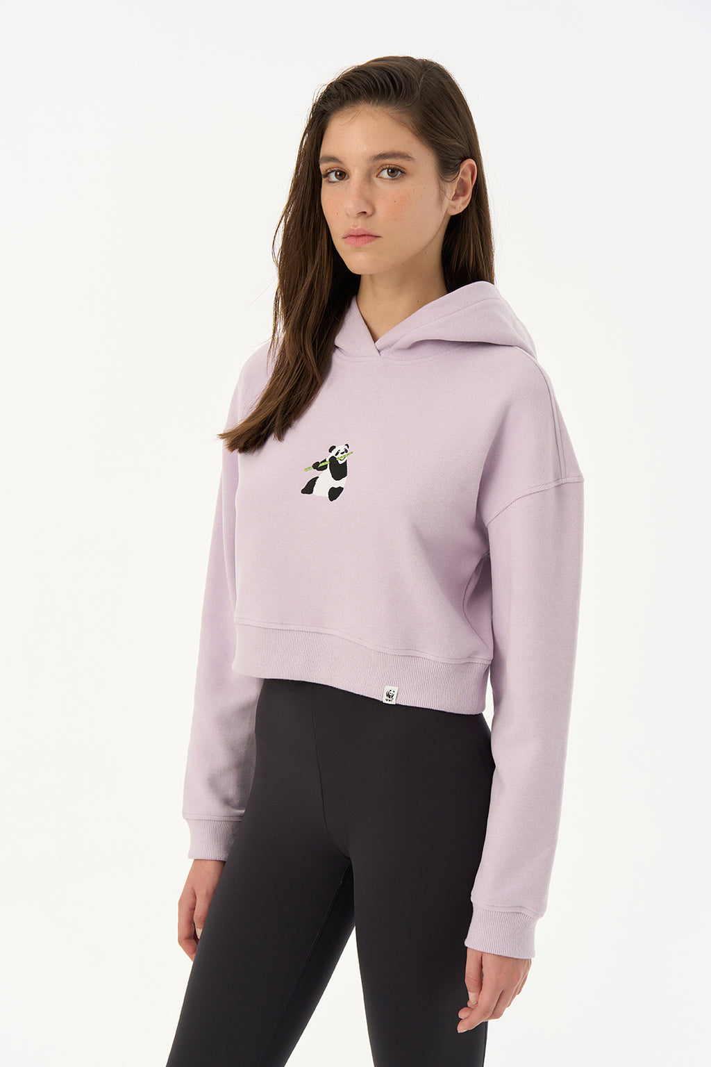 Panda Super Soft Crop Hoodie - Lila