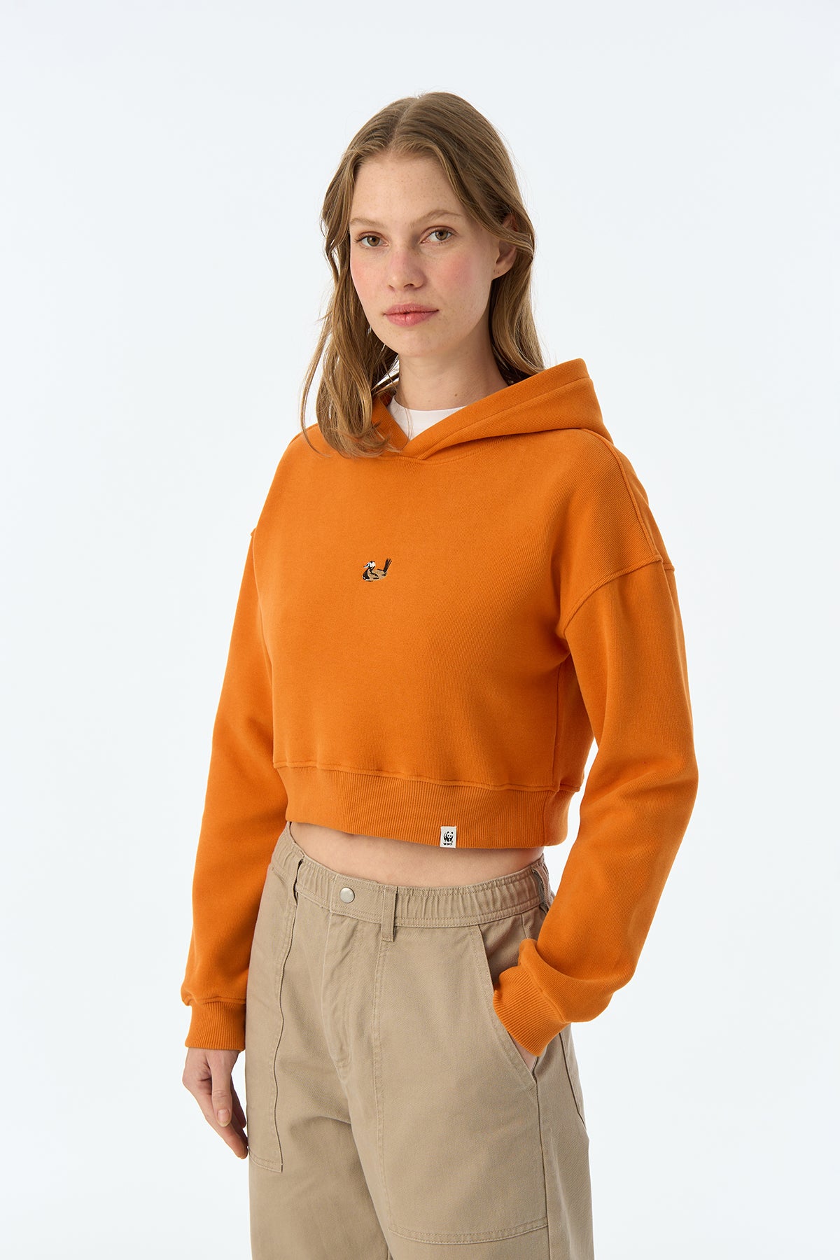 Dikkuyruk SuperSoft Crop Hoodie - Koyu Turuncu