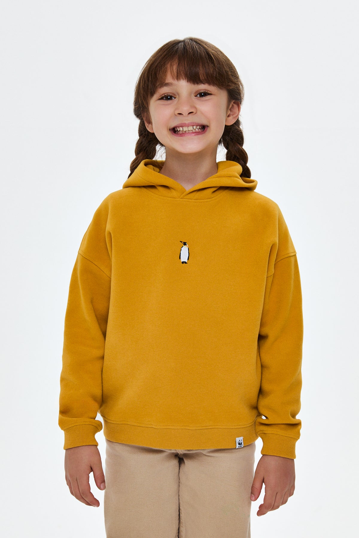 İmparator Penguen SuperSoft Çocuk Hoodie - Hardal