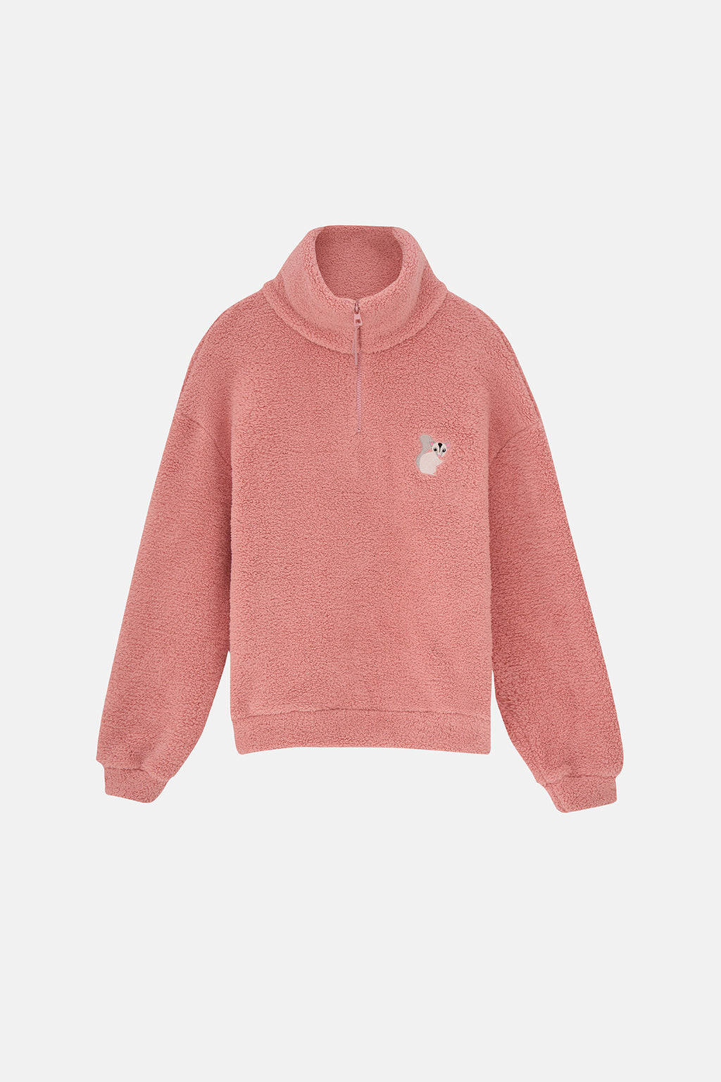 Sugar Glider Sherpa Quarter-Zip  Sweatshirt - Pembe