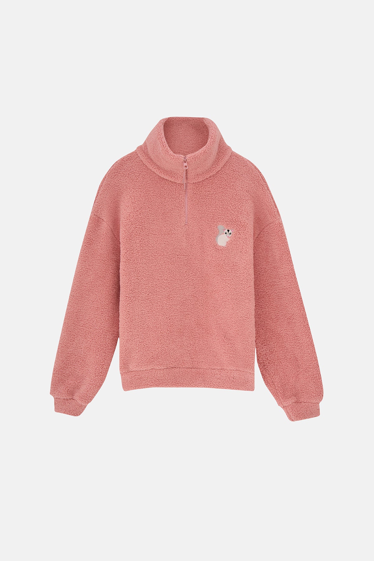 Sugar Glider Sherpa Quarter-Zip  Sweatshirt - Pembe