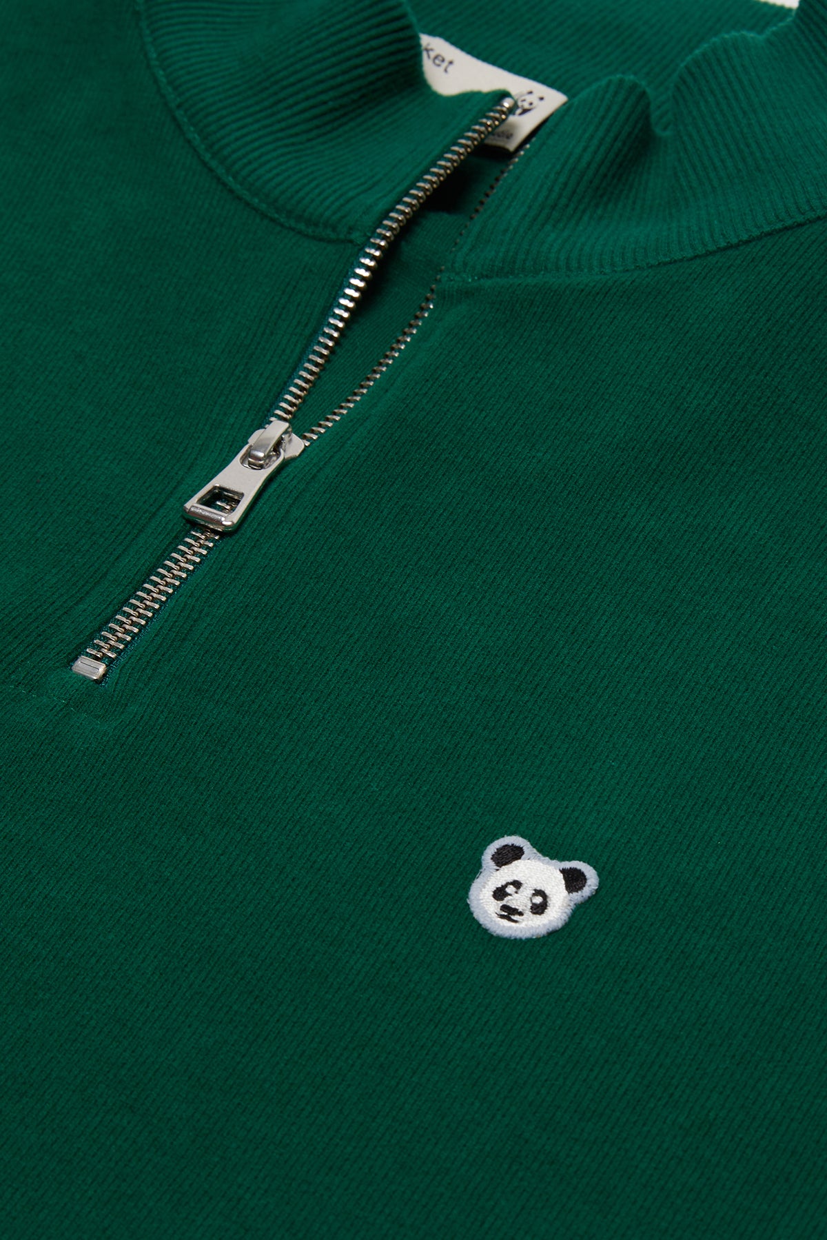 Panda Super Soft Çeyrek Fermuarlı Sweatshirt  - Nefti  Yeşil