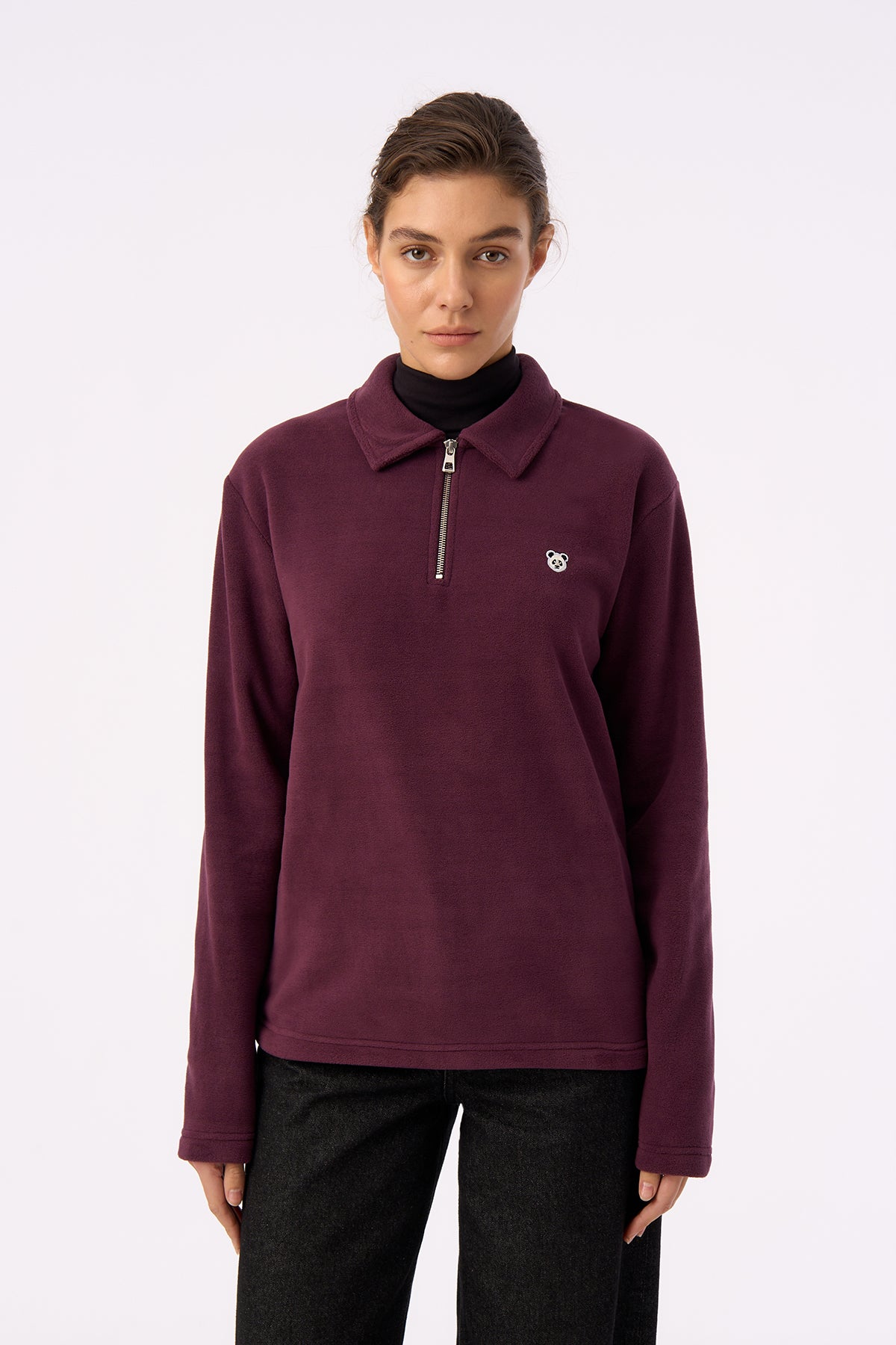 Panda Quarter-Zip Polar - Mürdüm