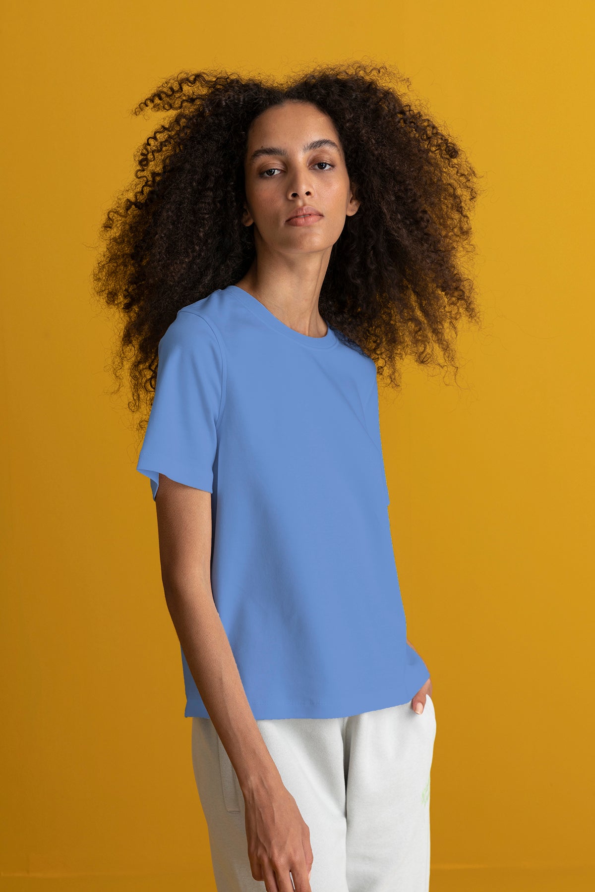 Basic Kadın Light-Weight T-shirt - Mavi