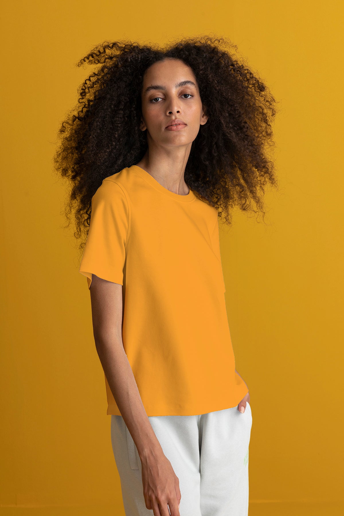 Basic Kadın Light-Weight T-shirt - Turuncu