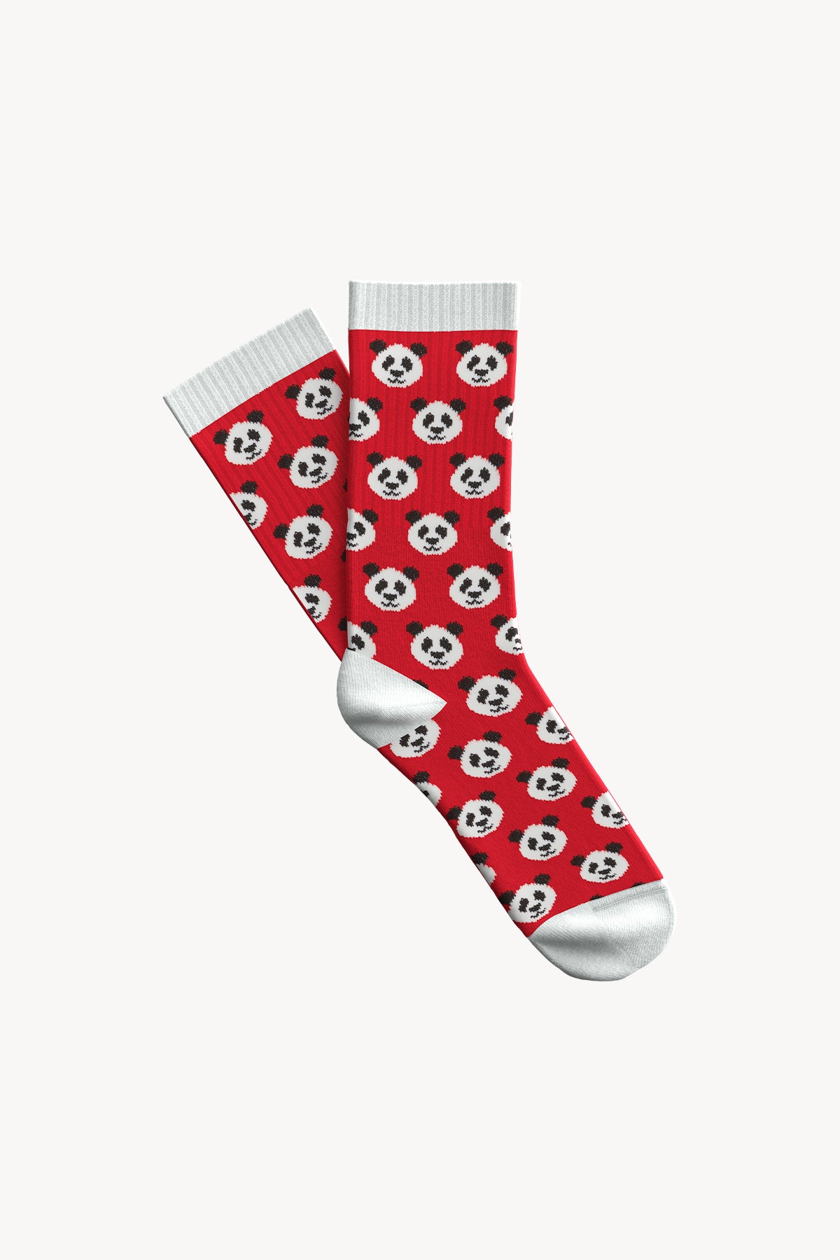 Panda Desenli Çorap - Kırmızı
