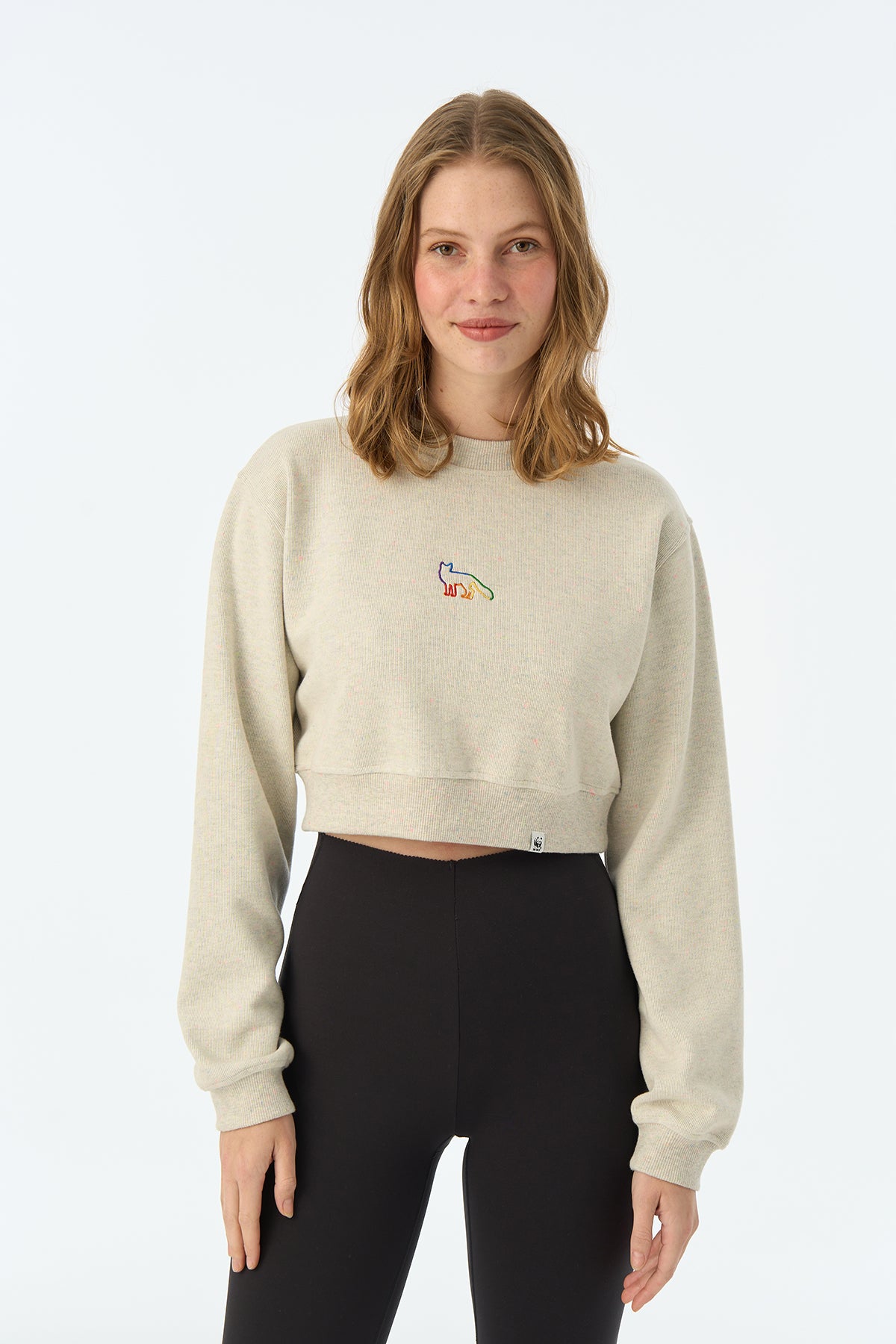 Kızıl Tilki SuperSoft Crop Sweatshirt - Nopeli Gri