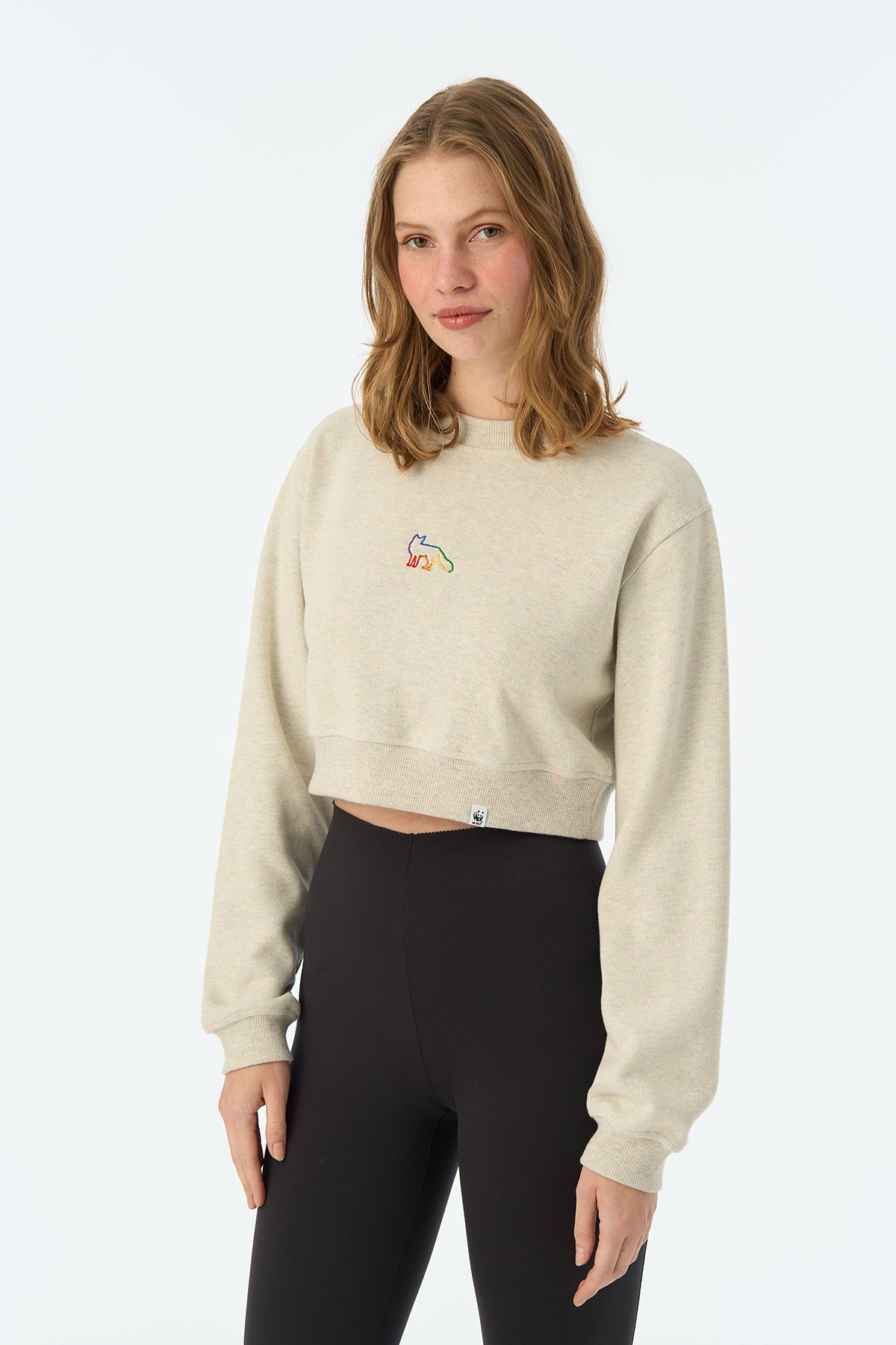 Kızıl Tilki SuperSoft Crop Sweatshirt - Nopeli Gri