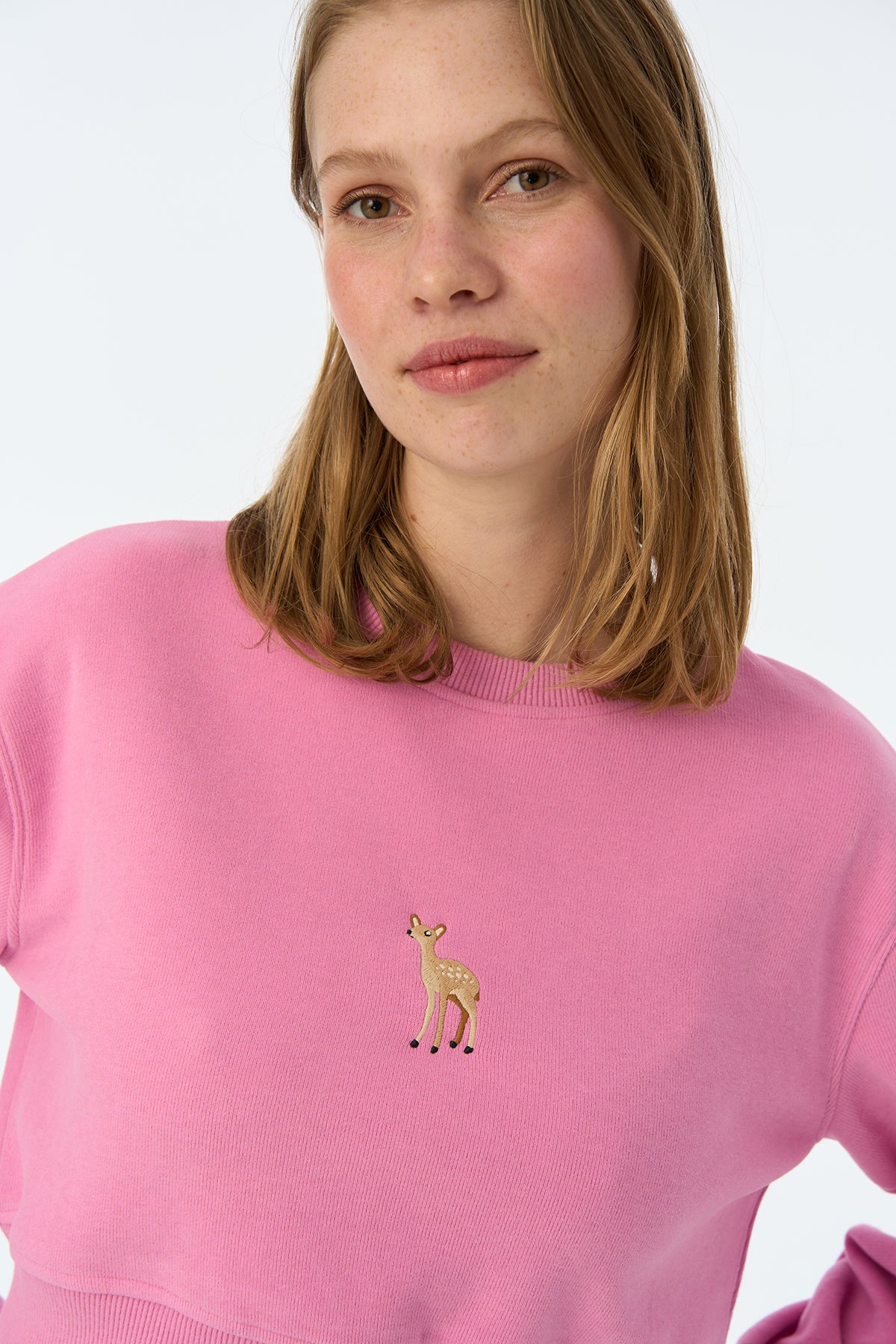 Ceylan SuperSoft Crop Sweatshirt - Pembe