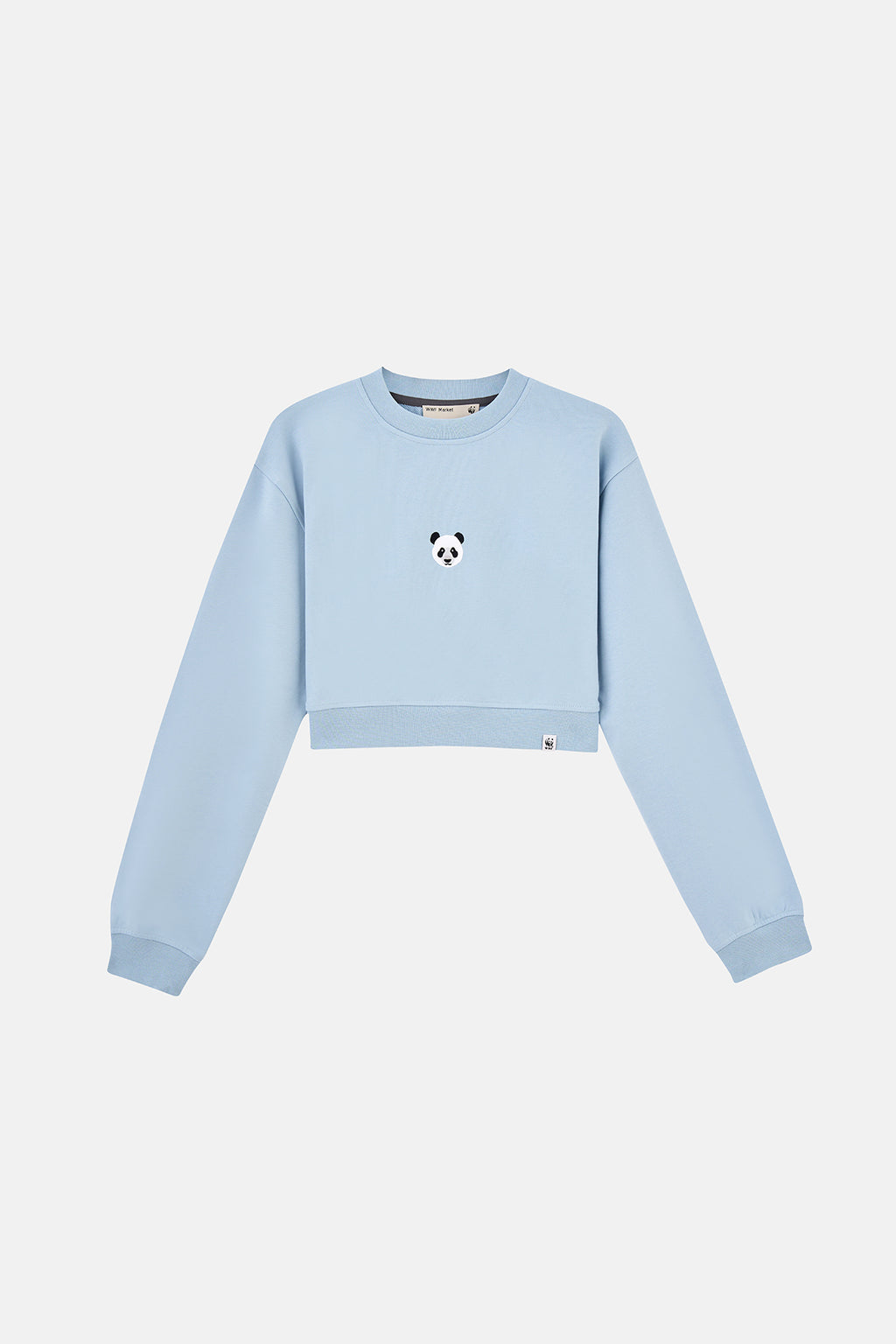 Panda Soft Fleece Crop Sweatshirt - Açık Mavi