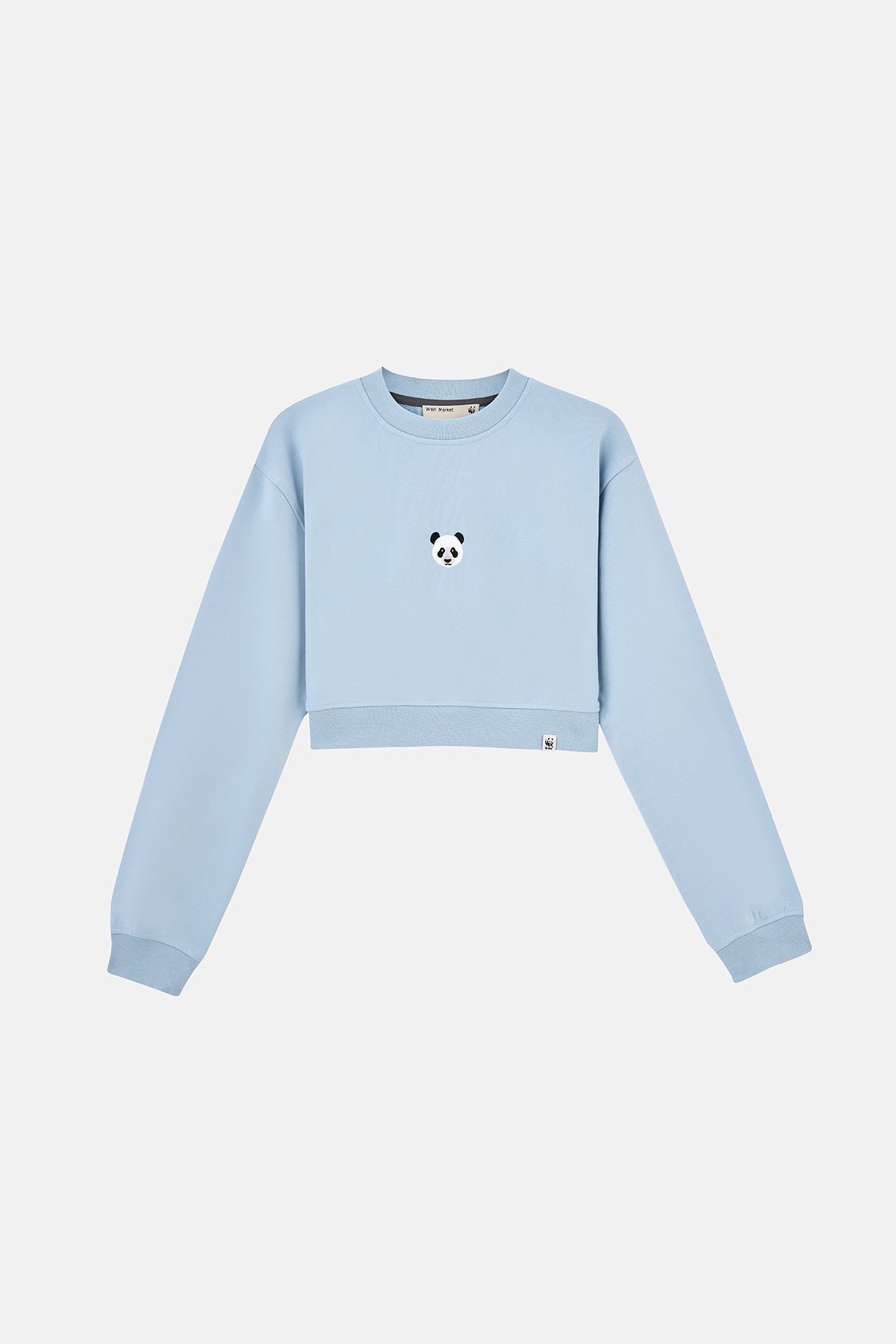 Panda Soft Fleece Crop Sweatshirt - Bebek Mavisi