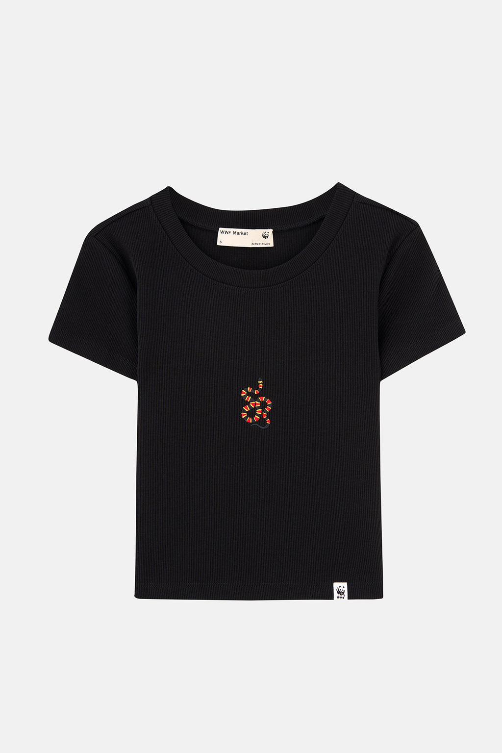 Mercan Yılanı Ribana Crop T-shirt - Siyah