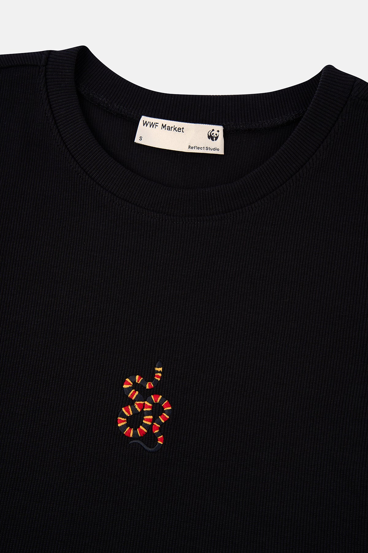 Mercan Yılanı Ribana Crop T-shirt - Siyah