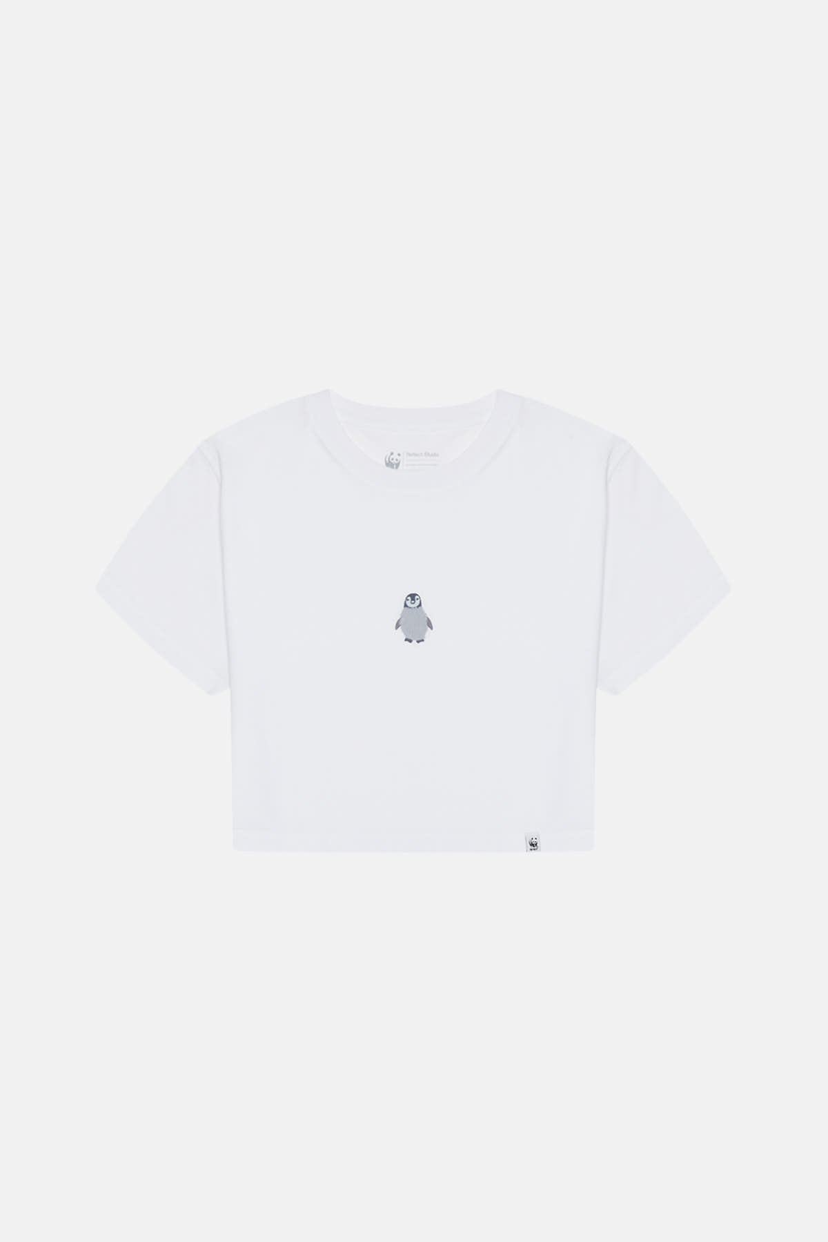 Yavru İmparator Penguen Crop Light-Weight T-shirt - Beyaz