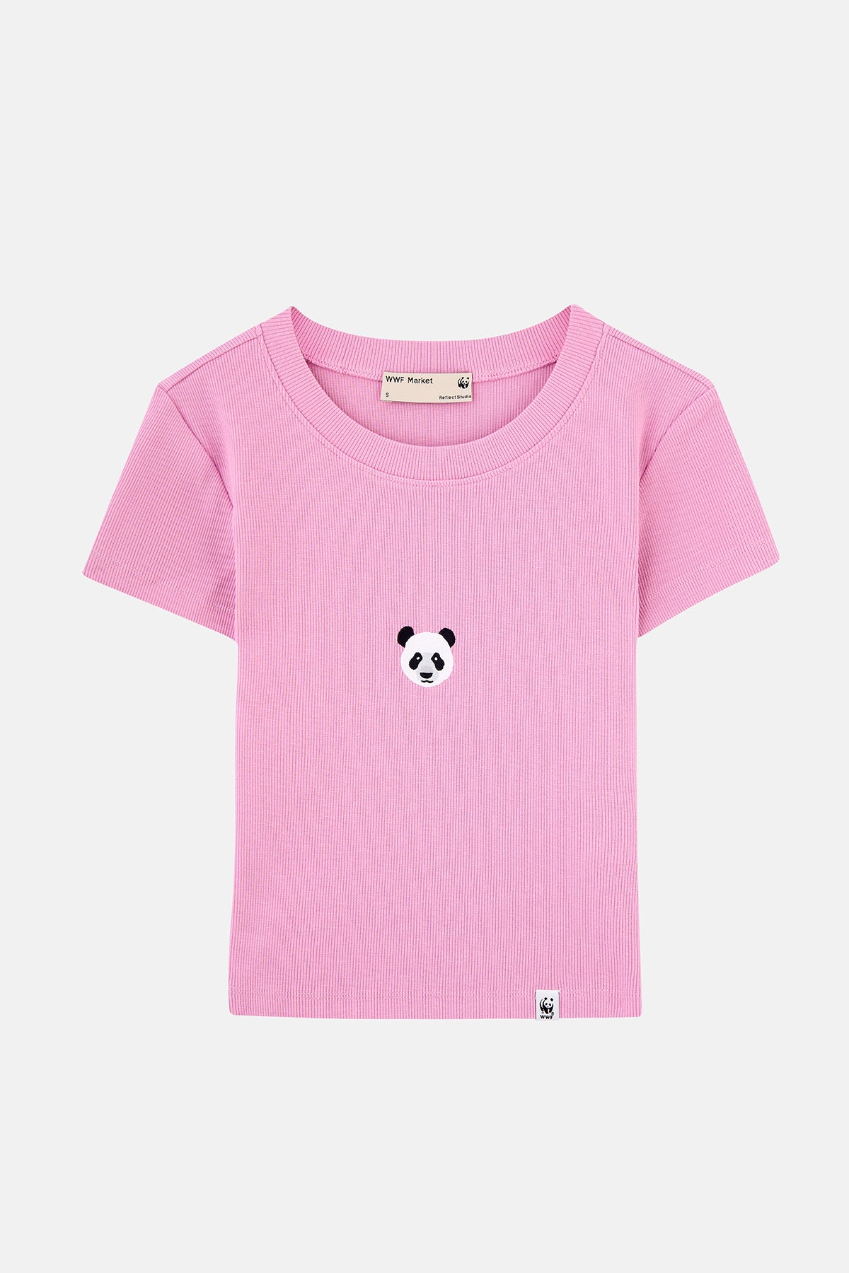 Panda Ribana Crop T-Shirt - Pembe