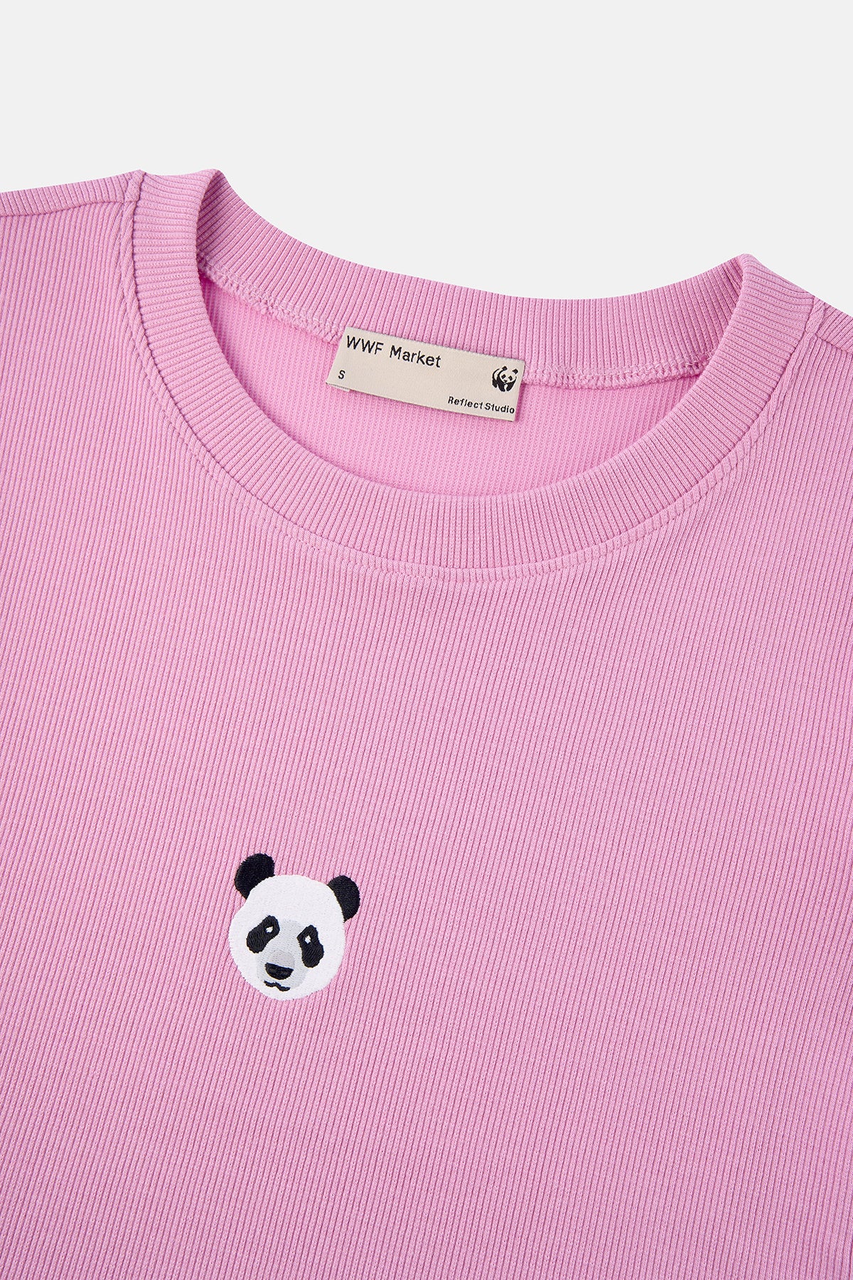 Panda Ribana Crop T-Shirt - Pembe