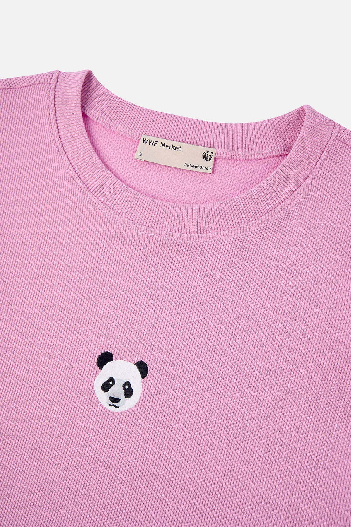 Panda Ribana Crop T-shirt - Pembe