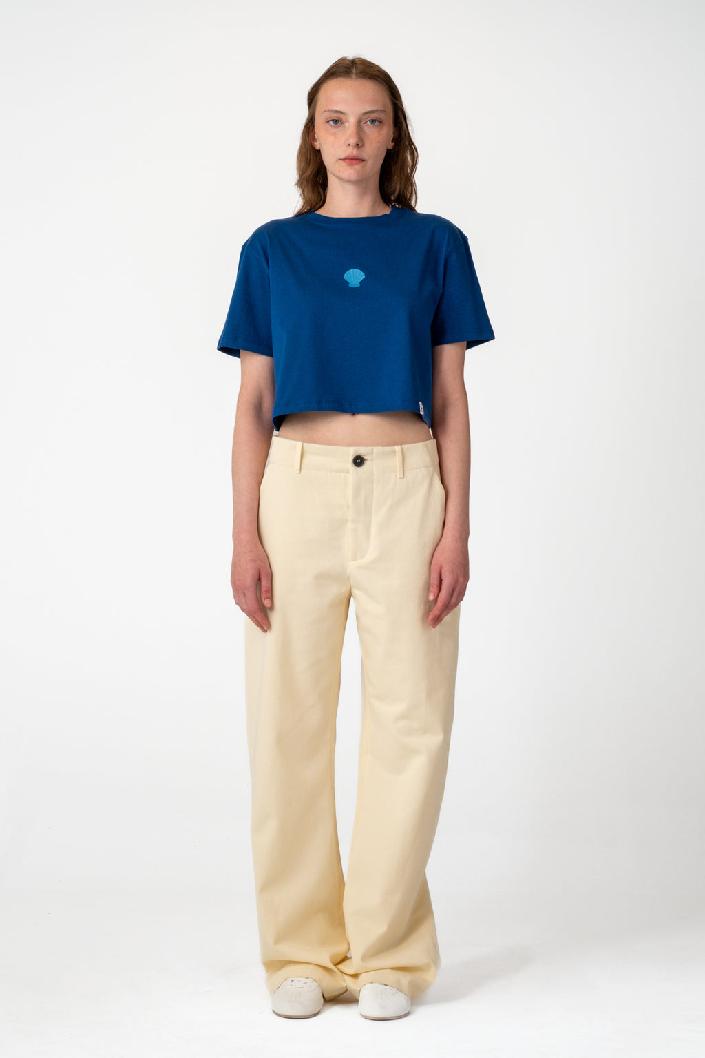 Deniz Kabuğu Supreme Crop T-shirt  - Lacivert