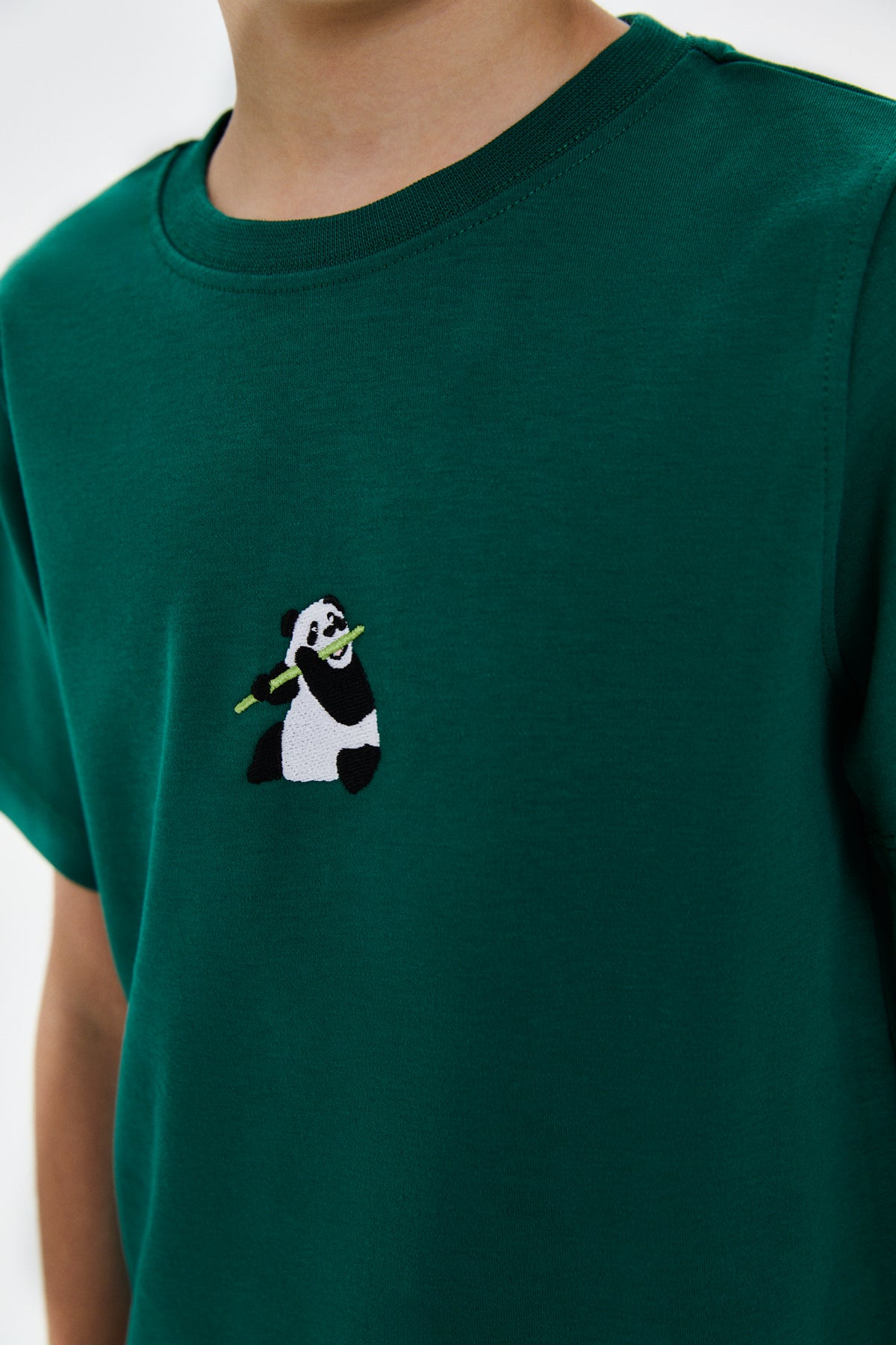 Panda Premium Çocuk T-Shirt - Nefti Yeşil