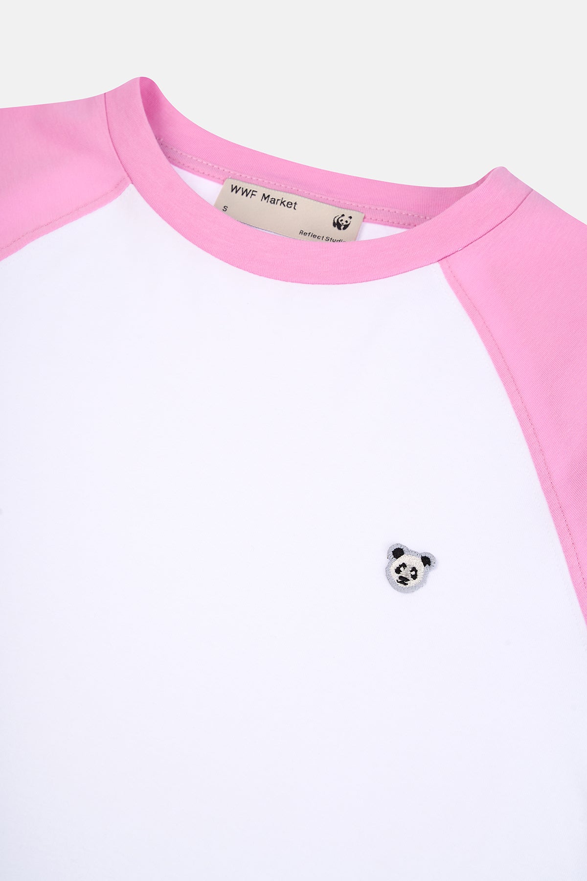 Panda Light-Weight Baseball T-Shirt - Beyaz/Pembe