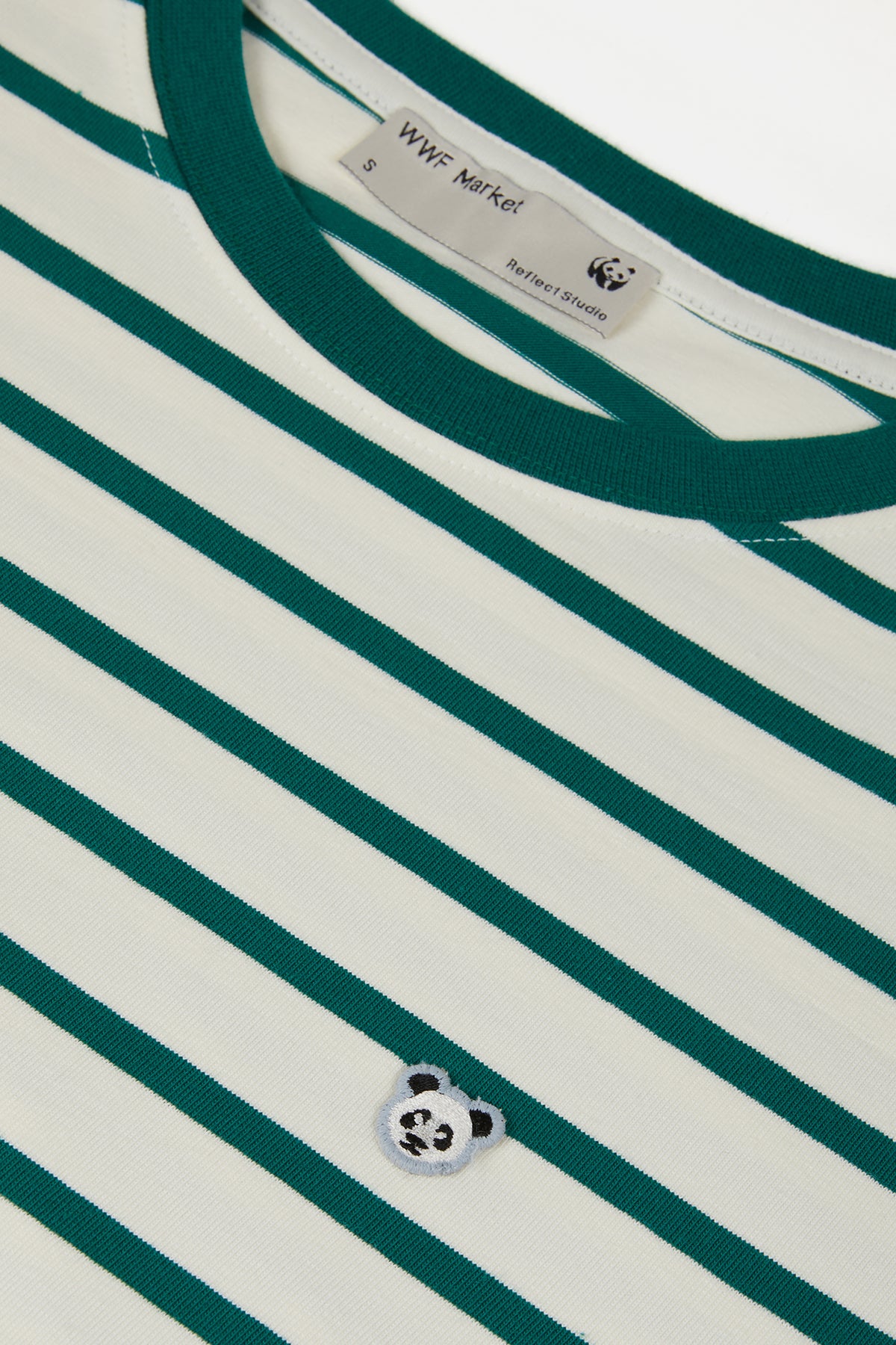 Panda Supreme  Çizgili Uzun Kollu T-Shirt - Yeşil/Krem